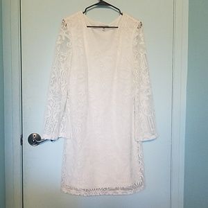 White Lace Vneck Dress